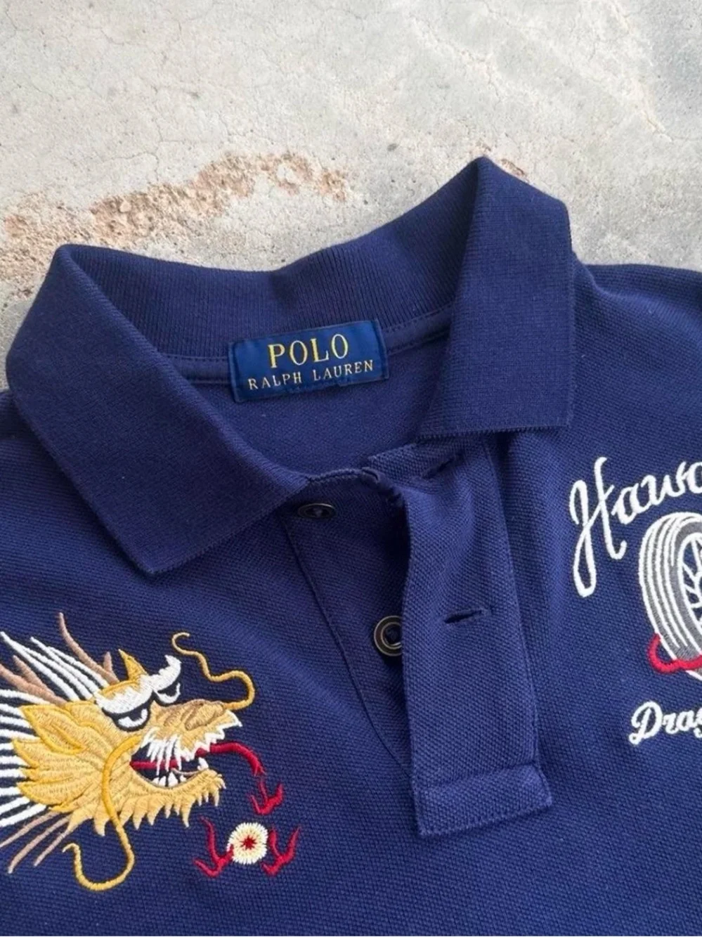 Polo Ralph Lauren Dragon Riders Hawaii Motorcycle Embroidered Polo Shirt